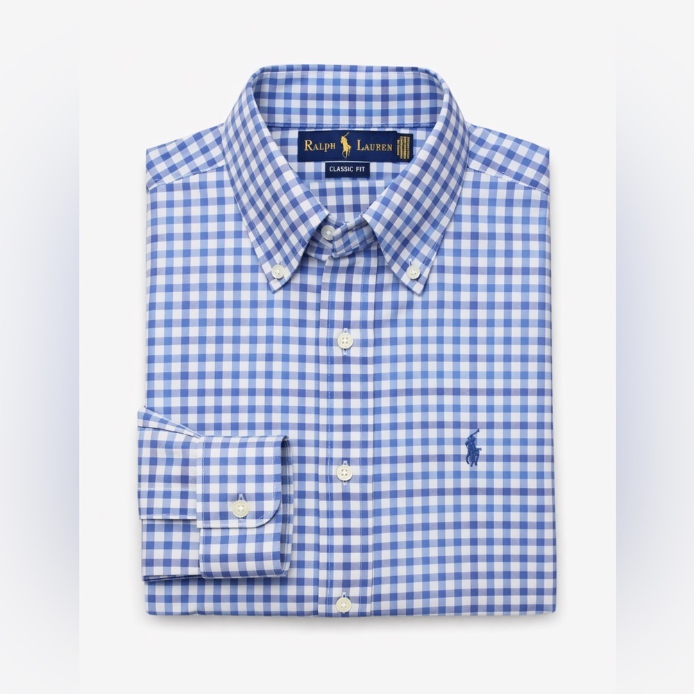 Ralph Lauren Classic Fit Blue Check Button-Down Shirt Xxl